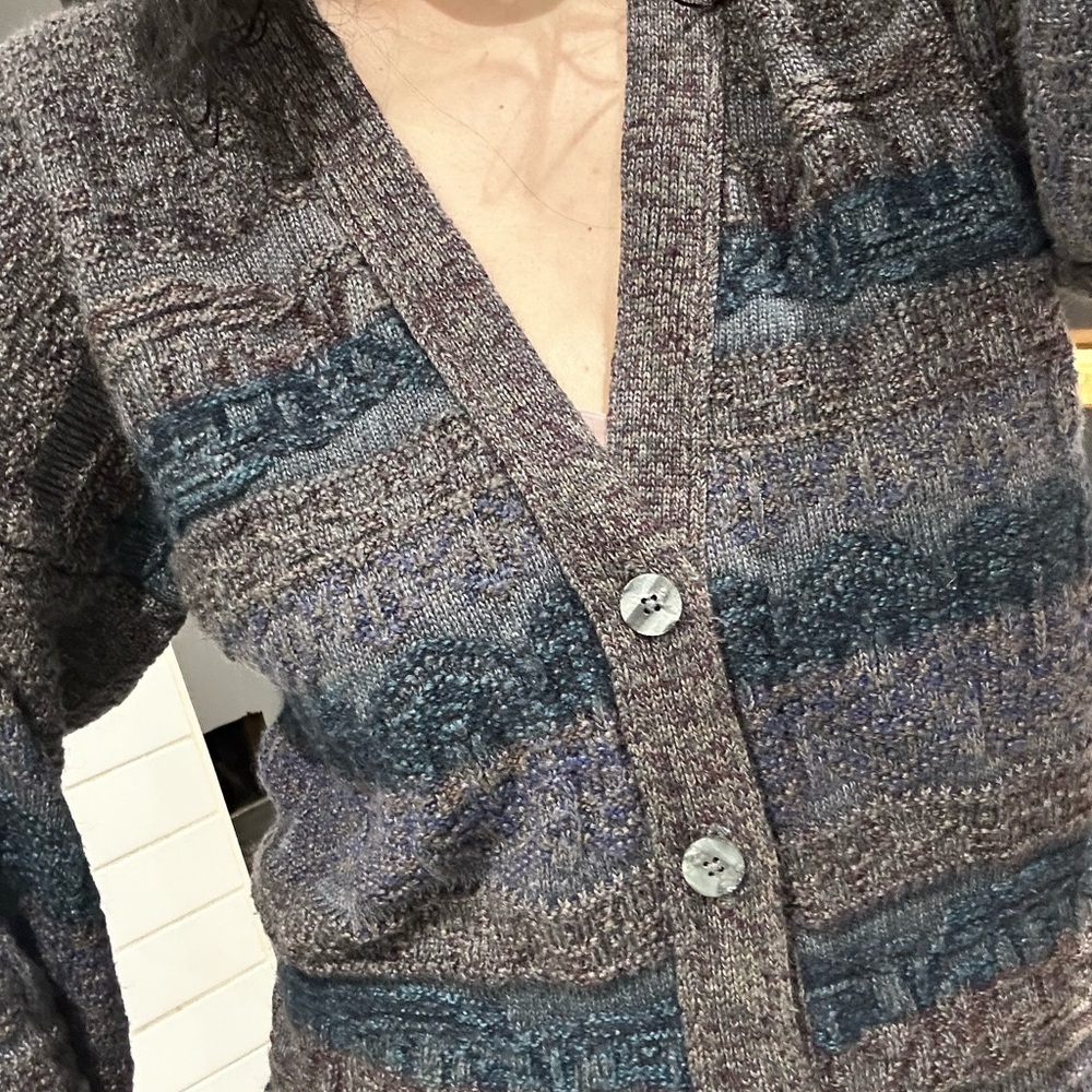 Title:
Vintage Tosani Wool Blend Marled Knit Cardigan Oversized Cozy Fit Large - Picture 2 of 4